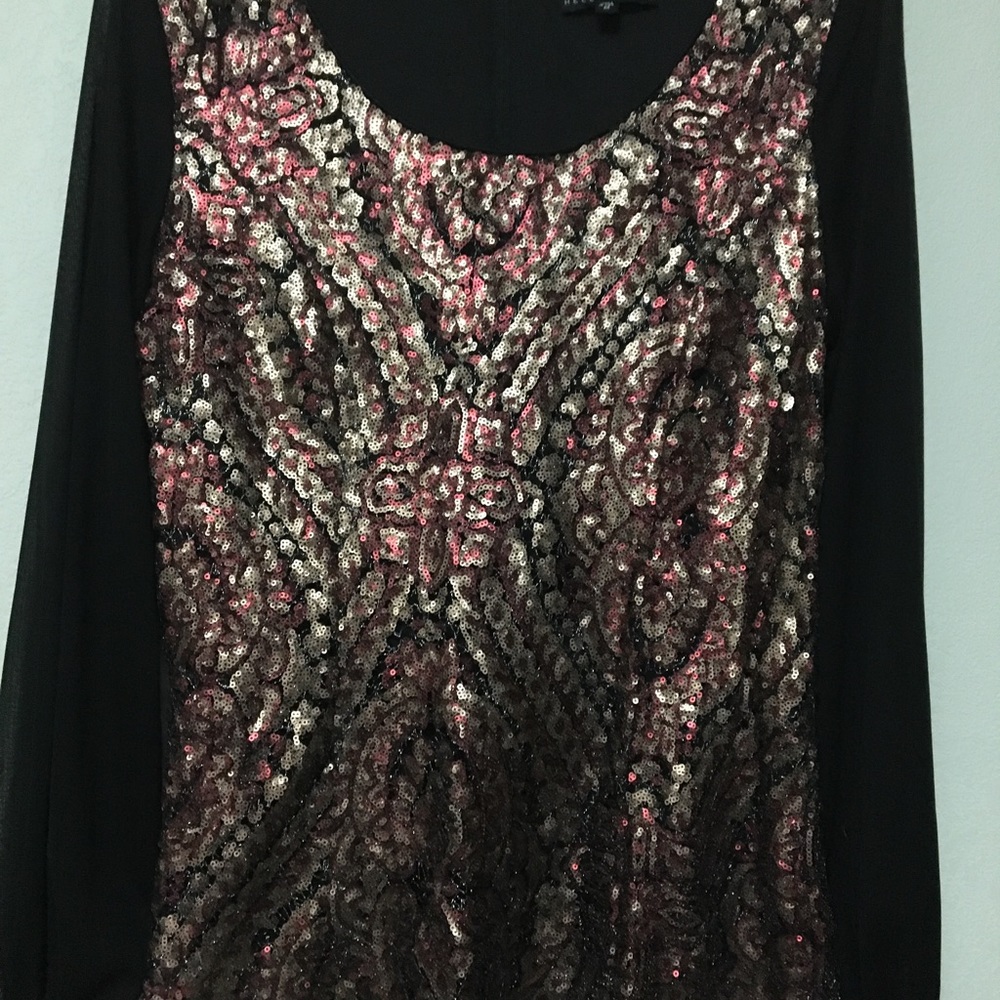 Sequin Holiday Top / Tunic Sheer Sleeve
